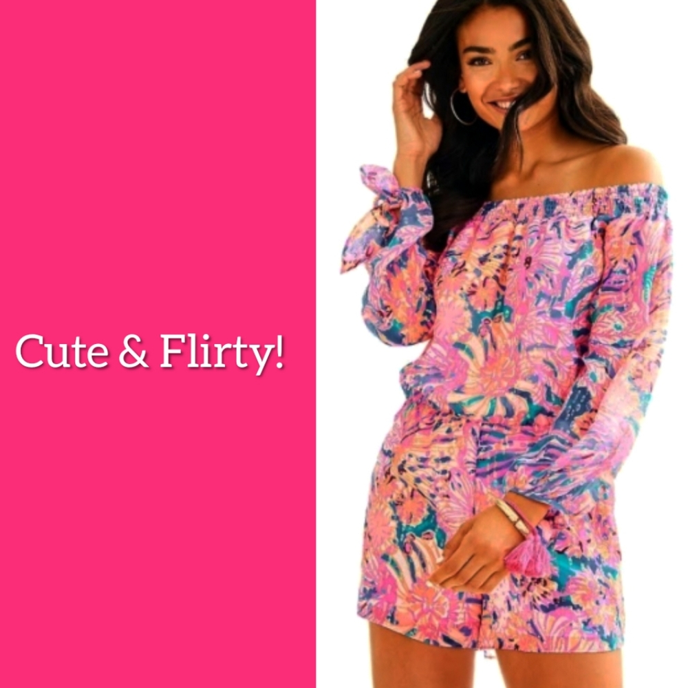 🌸Lilly Pulitzer Myri Romper in Swirling Sea Dream • XL